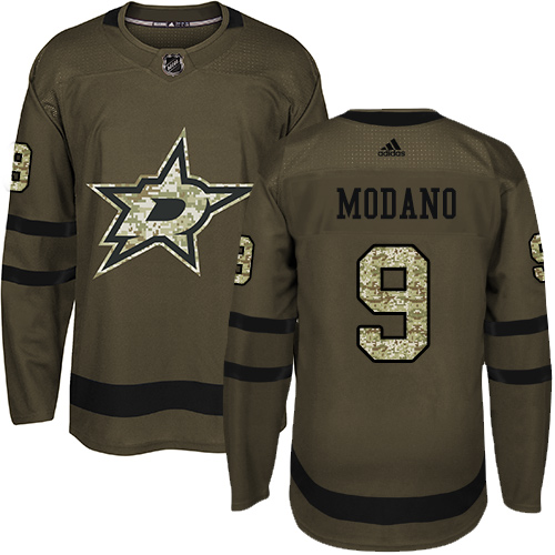 Adidas Stars #9 Mike Modano Green Salute to Service Stitched NHL Jersey - Click Image to Close